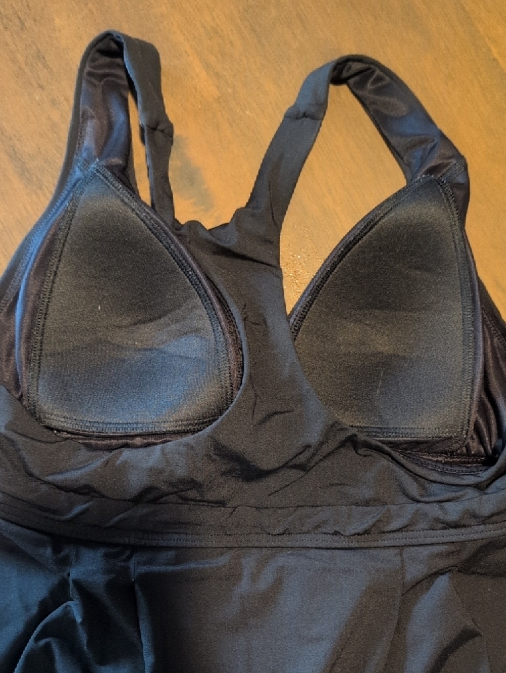 Lands' End Black V-Neck Racerback Swim Top - Picture 3 of 3